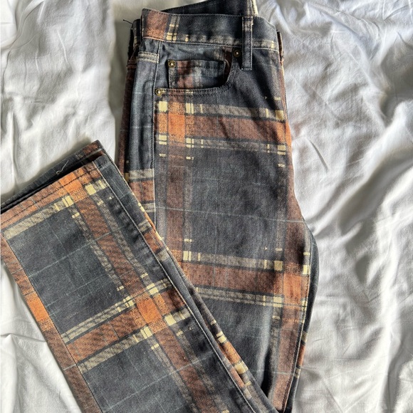 Free People Baker Plaid Boyfriend Jeans size 25 - Picture 3 of 4